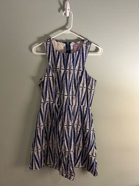 Alyx Navy and White Sleeveless Patterned Fit & Flare Mini Dress
